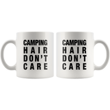 Camping Hair Don't Care White Mug