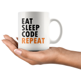 Eat Sleep Code Repeat White Mug