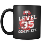 Level 35 Complete - 35th Birthday Mug in Black