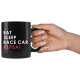 Eat Sleep Race Car Repeat 11oz Black Mug