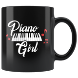 Piano Girl 11oz Black Mug
