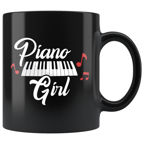 Piano Girl 11oz Black Mug