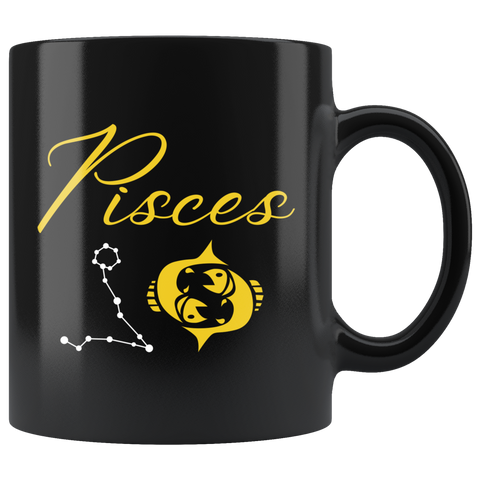 Pisces 11oz Black Mug