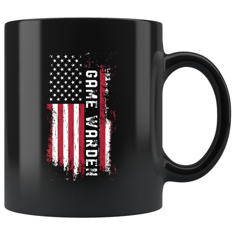 American Game Warden USA Flag 11oz Black Mug