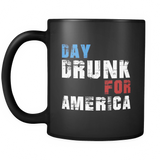 Day Drunk For America Black Mug