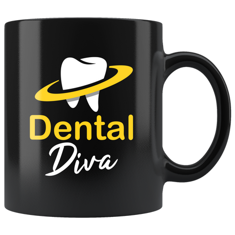 Dental Diva 11oz Black Mug