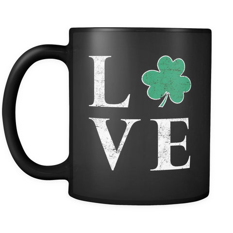St Patricks Day Shamrock Love Mug in Black