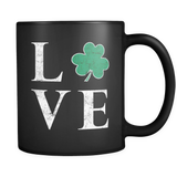 St Patricks Day Shamrock Love Mug in Black
