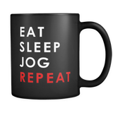 Eat Sleep Jog Repeat Black Mug