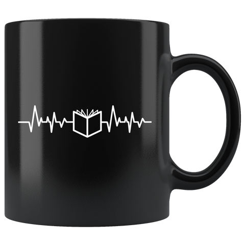 Reading Heartbeat 11oz Black Mug