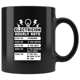 Electrician Hourly Rate 11oz Black Mug