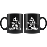 This Girl Loves Halloween 11oz Black Mug