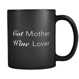 Cat Mother Wine Lover Black Mug