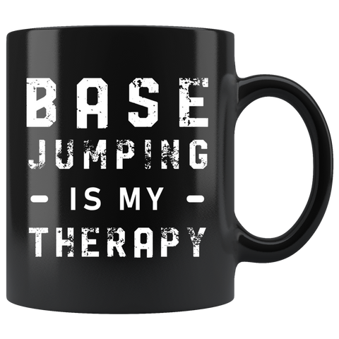 Base Jumping Is My Therapy 11oz Black Mug