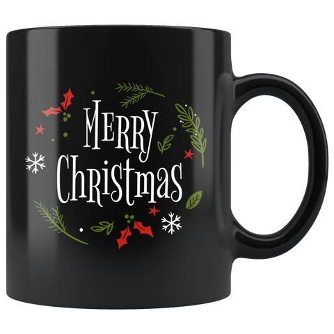 Merry Christmas 11oz Black Mug