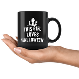 This Girl Loves Halloween 11oz Black Mug